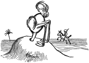 Austrich putting his head into the sand – a German symbolism for denial